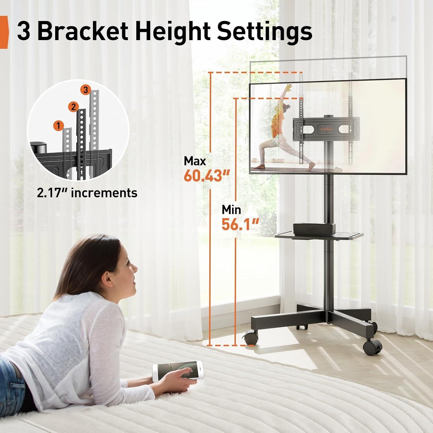 TV Ständer Rollbar 23–60 Zoll LCD/LED Fernseher Rollwagen höhenverstellbar bis 40kg