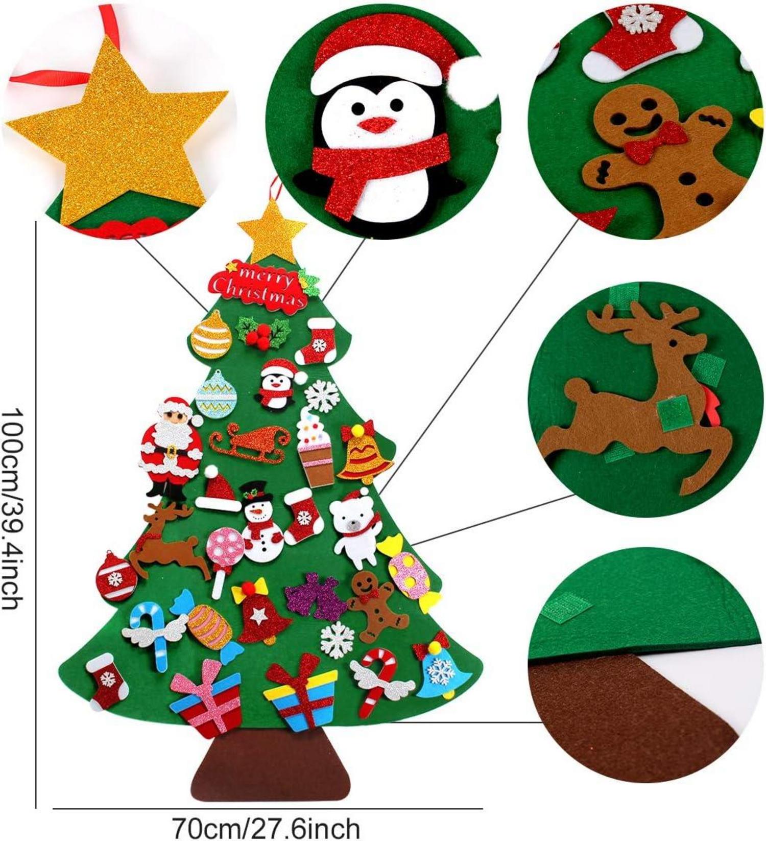 Filz Weihnachtsbaum Kinder DIY Goldpulver 28 Ornamente 39 Zoll