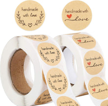 1000 Handmade Love Aufkleber Sticker Kraft Selbstgemacht Braun
