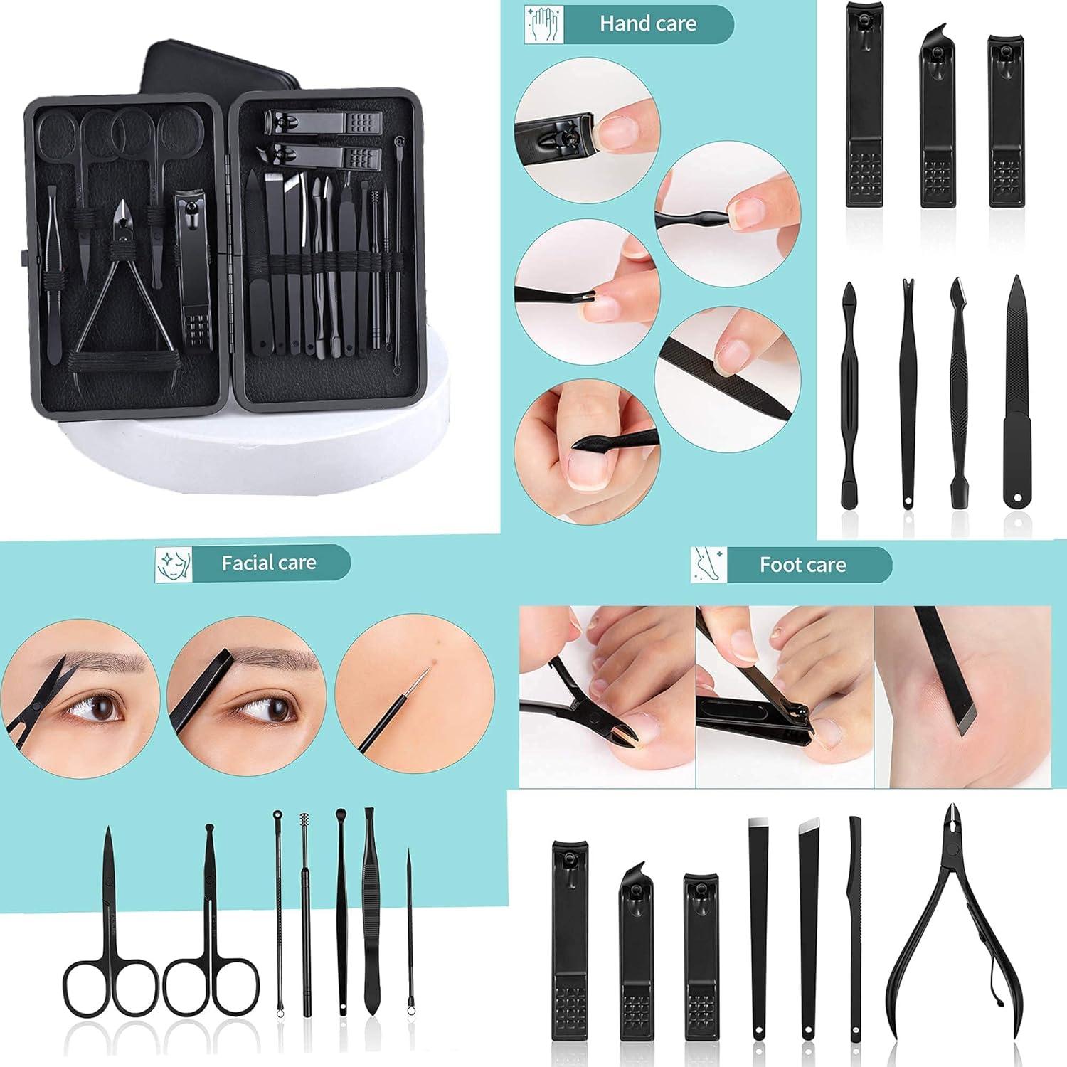 Professionelles 18-teiliges Maniküre Pediküre Set aus Edelstahl - Nagelpflege