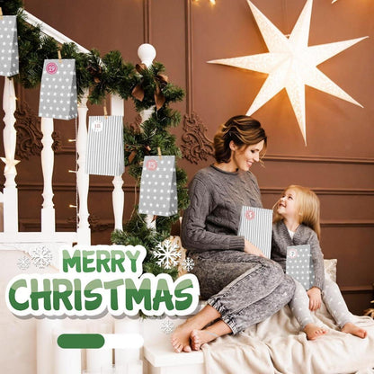 Adventskalender Tüten Grau 24 DIY Weihnachtskalender Papiertüten