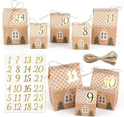 Adventskalender zum Befüllen Boxen mit Zahlenaufklebern DIY