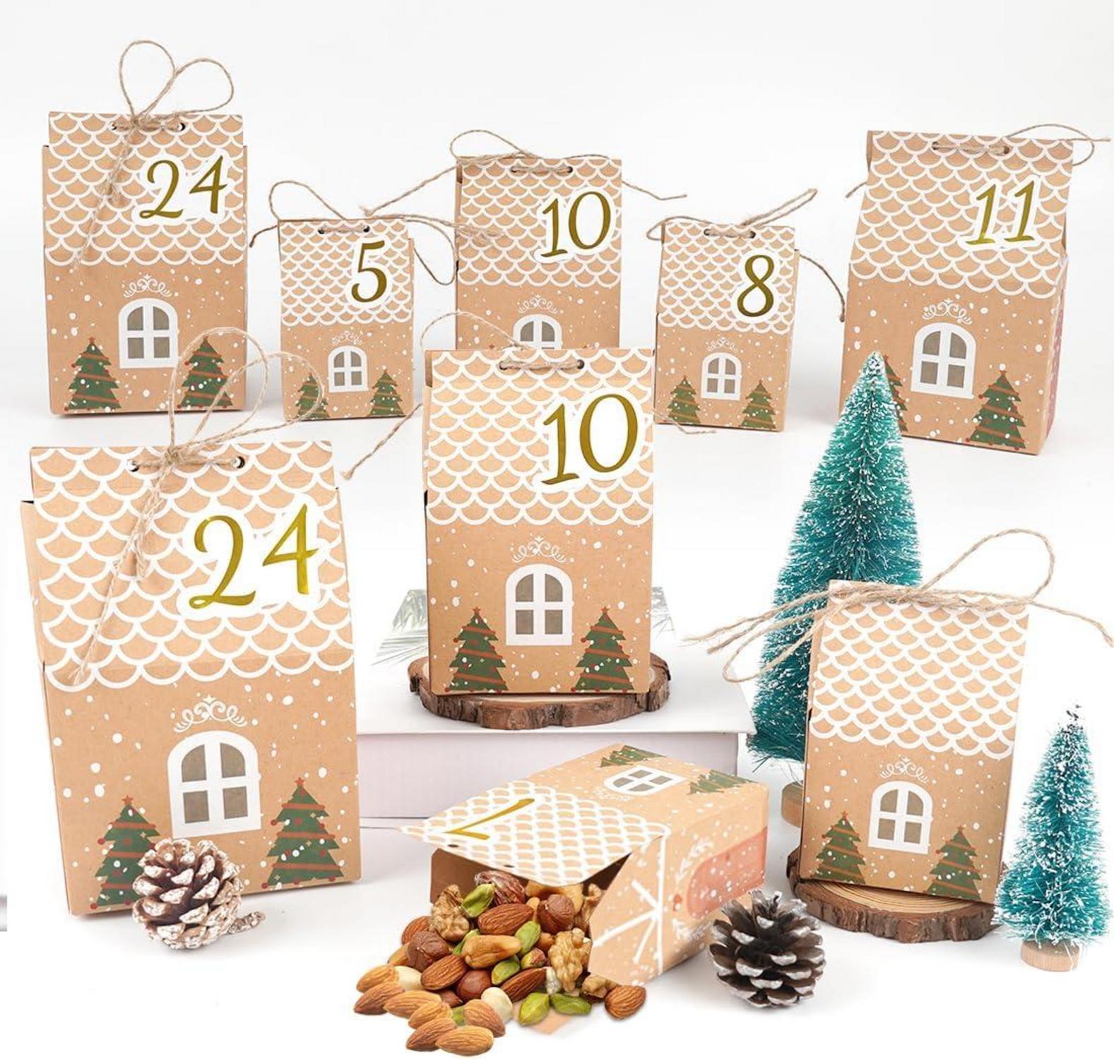 Adventskalender zum Befüllen Häuser 24 Boxen 3 Größen