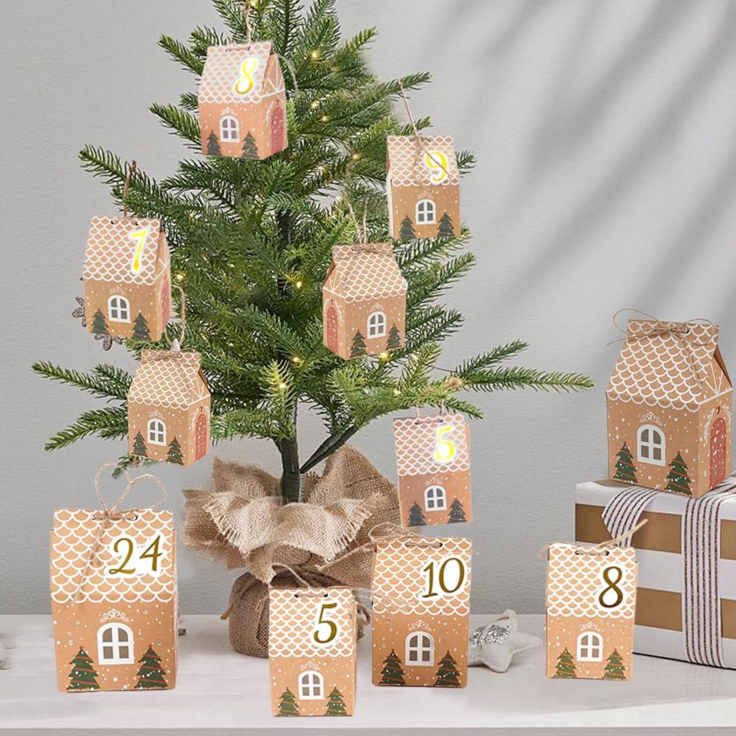 Adventskalender zum Befüllen Häuser 24 Boxen Zahlenaufklebern DIY