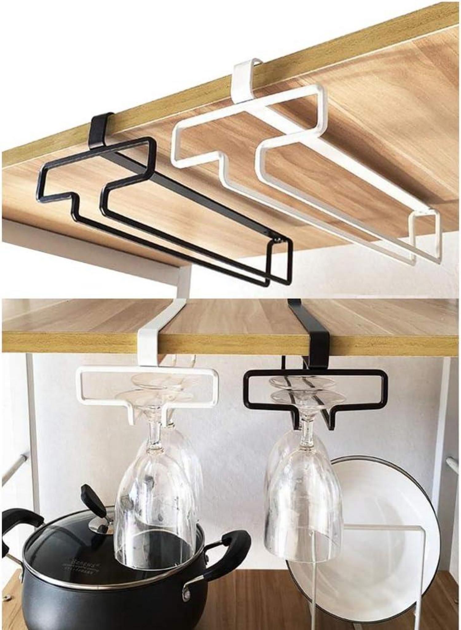 Weinglashalter Metall Gläserhalter für Schrank Aufhängen bis zu 4 Gläser 2er