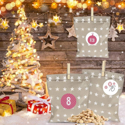 Adventskalender Weihnachten Geschenksäckchen DIY Bastelset Grau