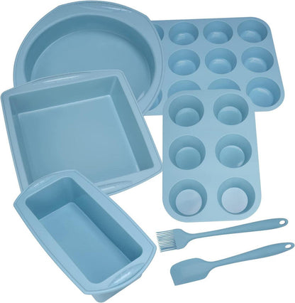 Silikon Backformen Set 7-teilig Antihaft Brot Kuchen Muffin