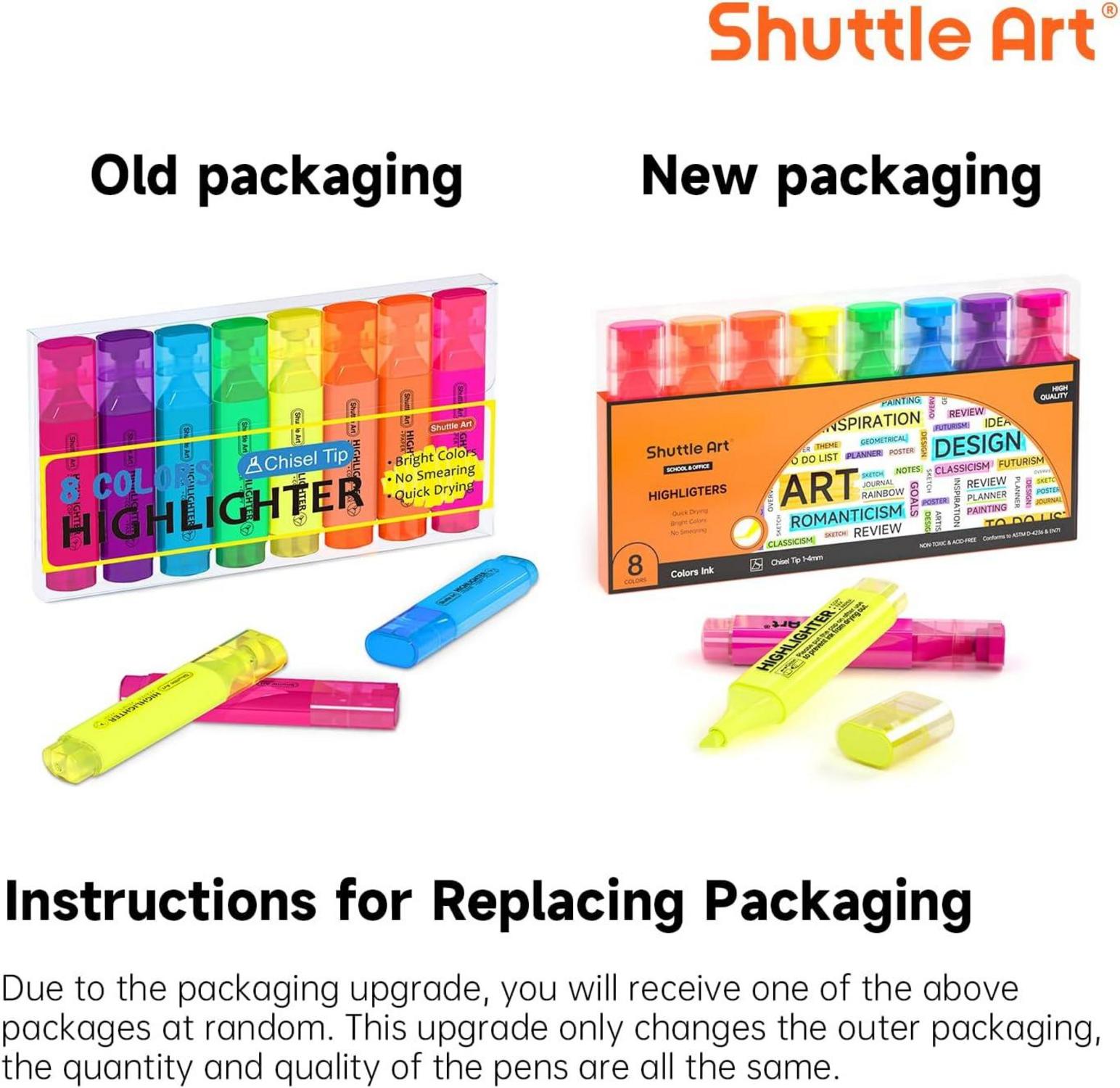 Textmarker Set 8 Farben Meißelspitze fluoreszierend Marker: ideal für Arbeit, Schule, Design. Schnell