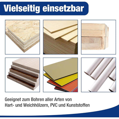 WORKPRO 8tlg. Flachfräsbohrer Set 12/16/18/20/22/25/28/32mm Holzbohrer 150mm