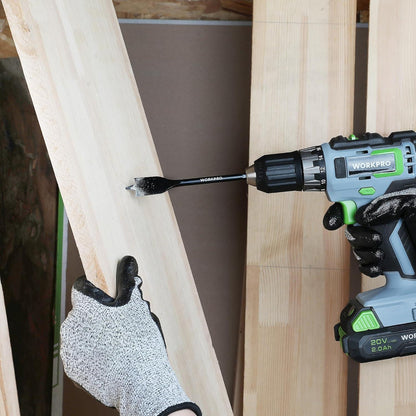 WORKPRO 8tlg. Flachfräsbohrer Set 12/16/18/20/22/25/28/32mm Holzbohrer 150mm