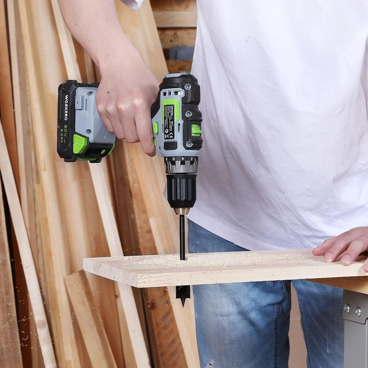 WORKPRO 8tlg. Flachfräsbohrer Set, Holzbohrer 12-32mm, 150mm, Aufbewahrungskoffer