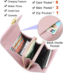 Damen Handy Umhängetasche Echtes Leder Rosa Crossbody
