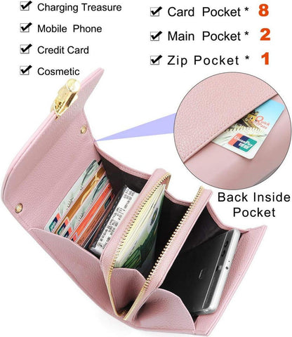 Damen Handy Umhängetasche Echtes Leder Rosa Crossbody