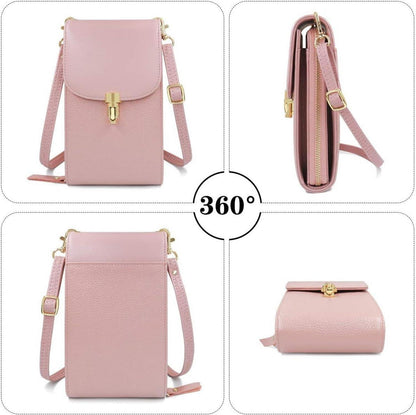Handytasche Damen Echtes Leder Umhängetasche Crossbody Rosa