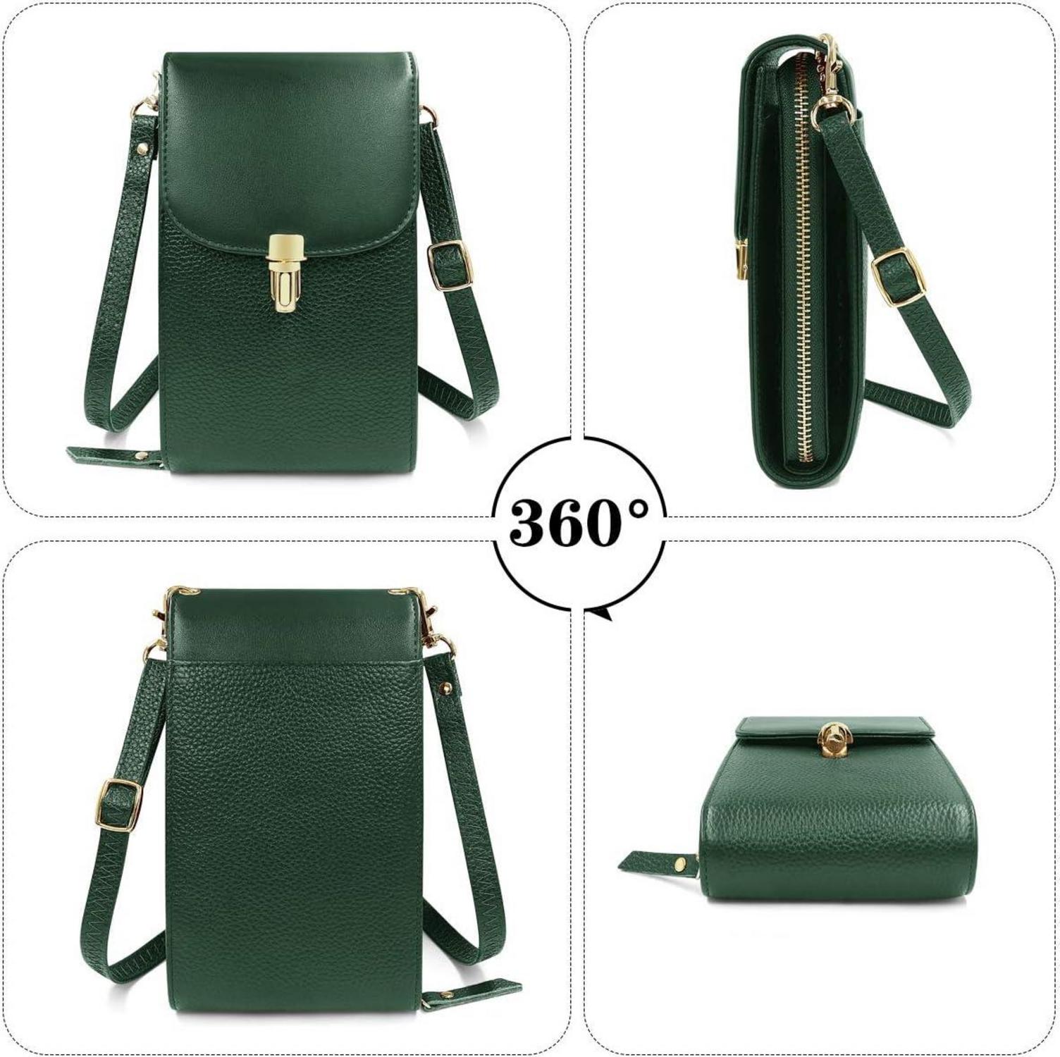Echtes Leder Umhängetasche Damen Schultertasche Crossbody Grün