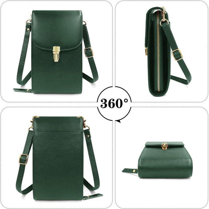 Echtes Leder Umhängetasche Damen Schultertasche Crossbody Grün
