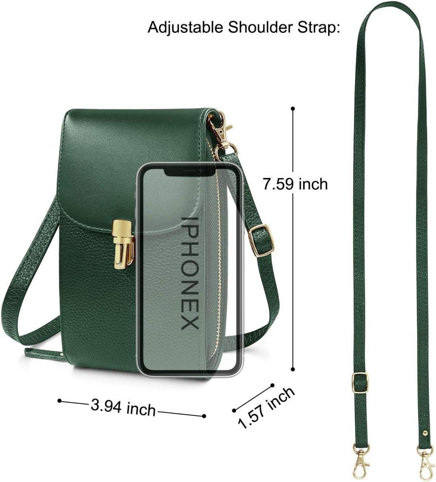 Damen Echtes Leder Umhängetasche Handytasche Schultertasche Grün