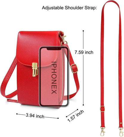 Damen Umhängetasche Echtes Leder Geldbörse Handytasche Crossbody Rot