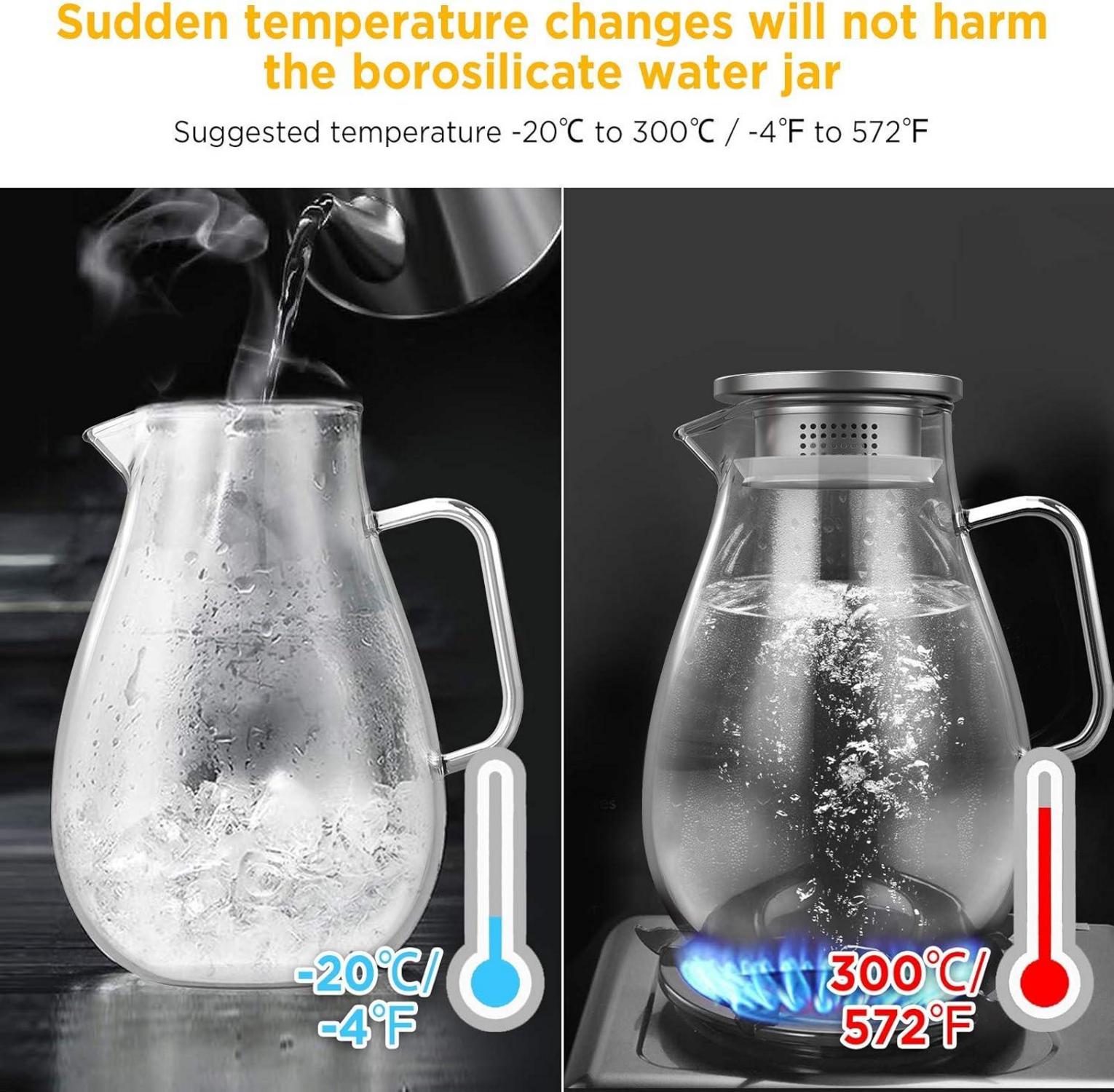 Glaskrug mit Filter, Deckel, Rührstab, Reinigungsbürste 2000ml