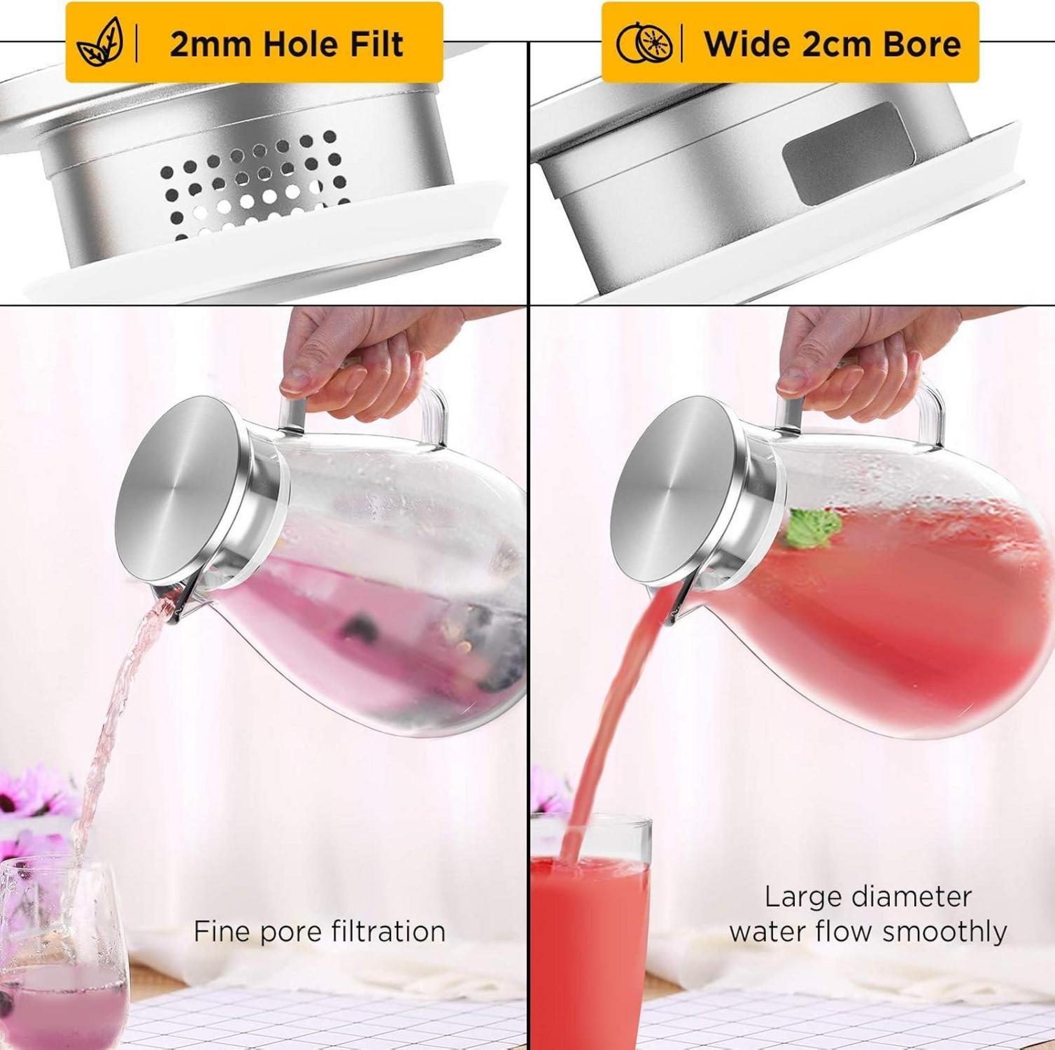 Glaskrug 2 Liter Filter Deckel Rührstab 2000ml Borosilikatglas