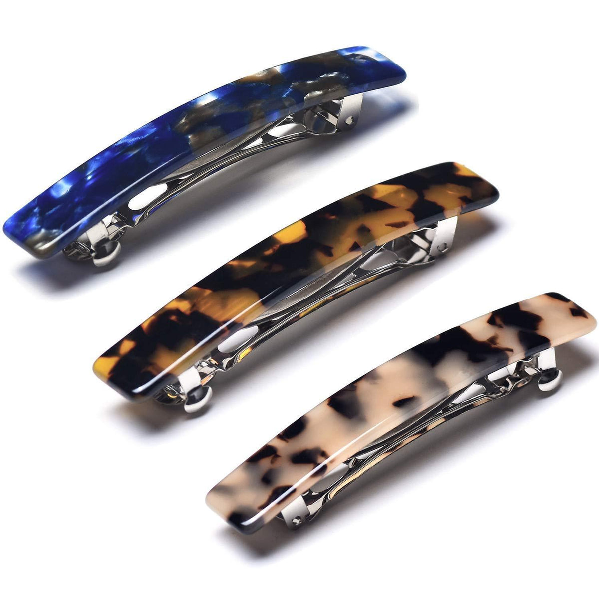 Haarspangen-Set 3 Stück für Damen, Automatik-Klammer, Ivory, Navy, Tortoise