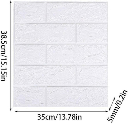 10 Stück 3D Wandpaneele Selbstklebend Ziegeloptik Weiß 35cm