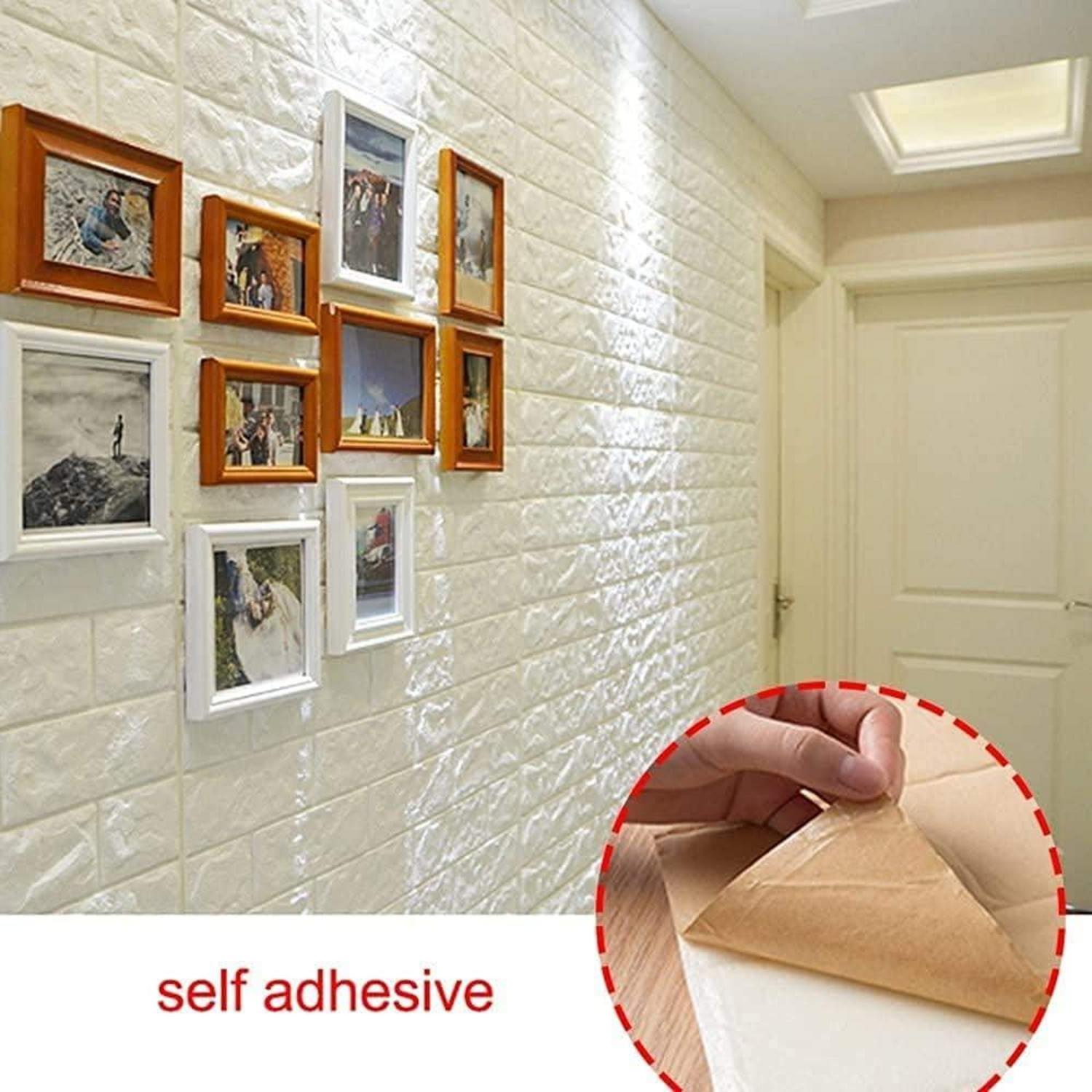 10 Stück 3D Wandpaneele Selbstklebend Ziegel Steinoptik Weiß 35cm