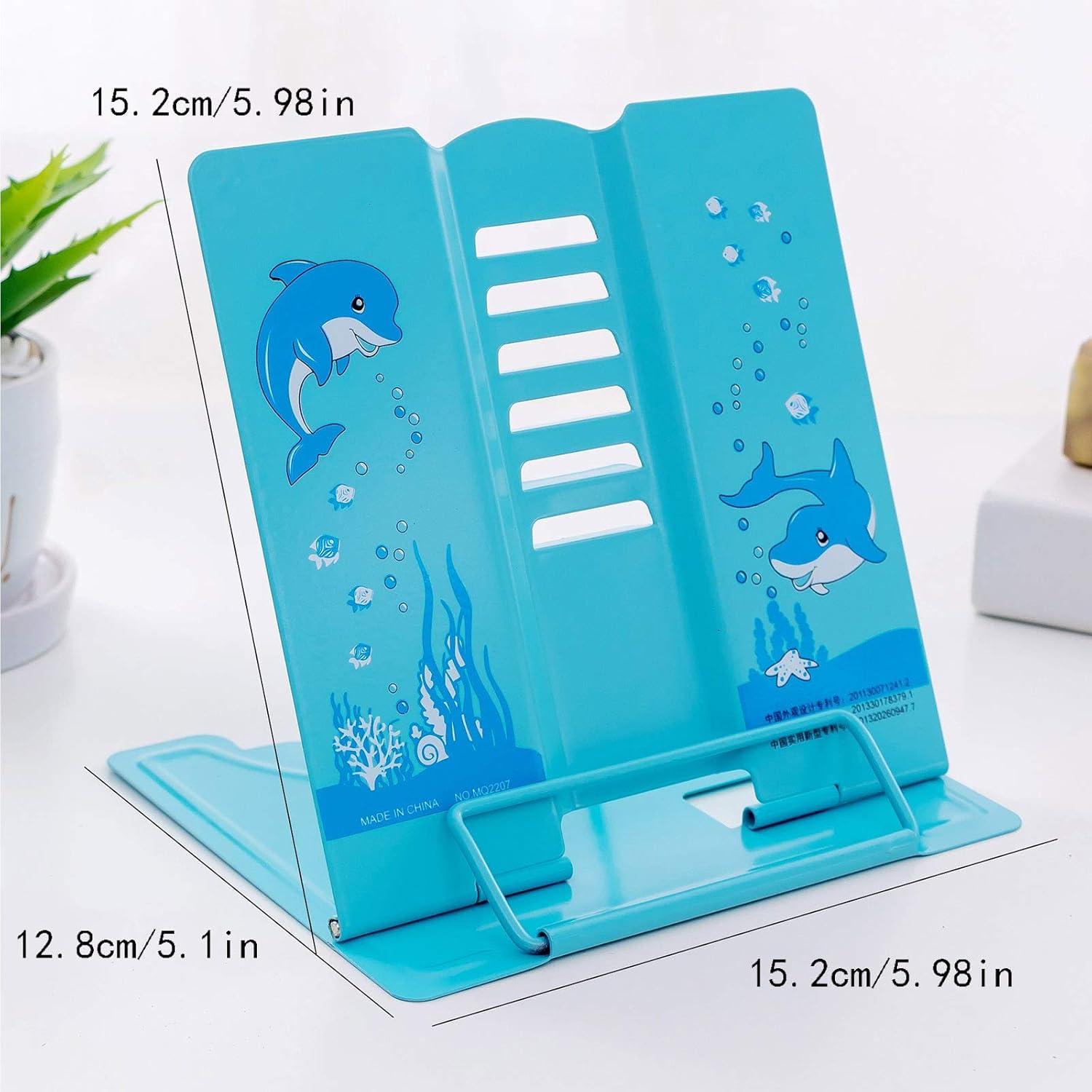 Buchstützen Book Stand Leseständer Metall Blau Kinder Schule Büro Kochbuchhalter