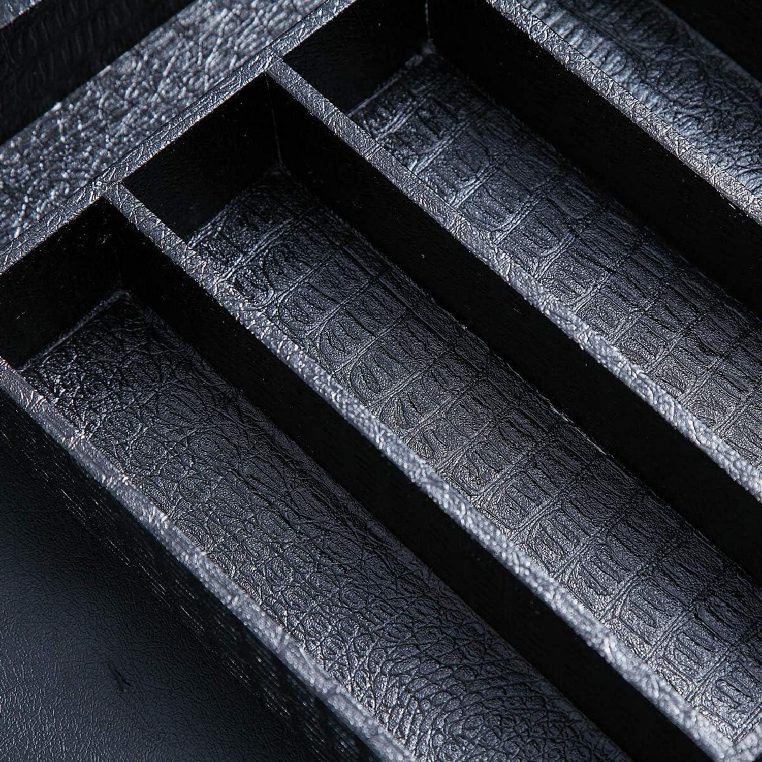 Besteckkasten aus schwarzem Leder für Schubladen - BPA-frei