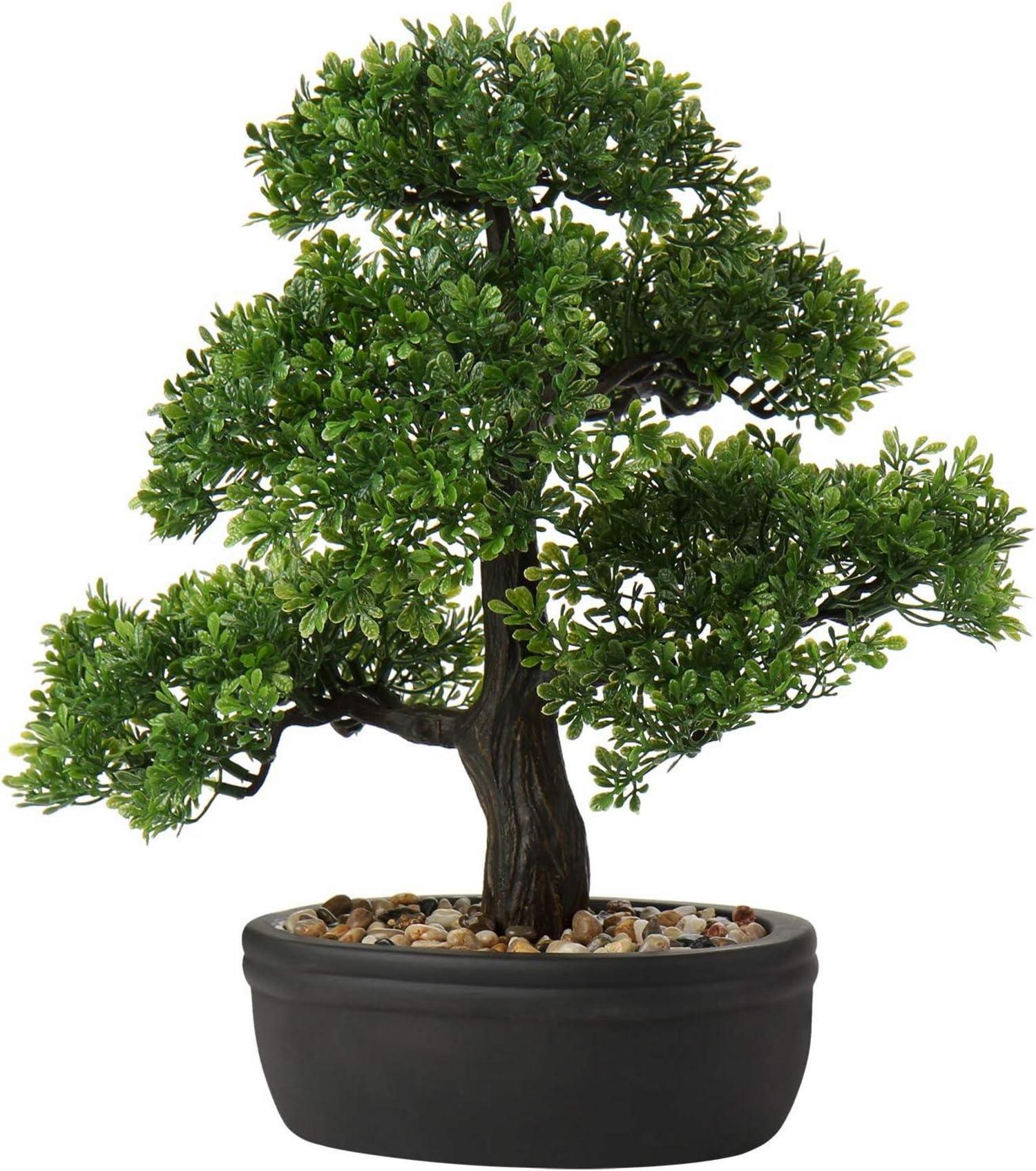 Kunstbonsai Zeder Kiefer Podocarpus Schwarz Keramikübertopf