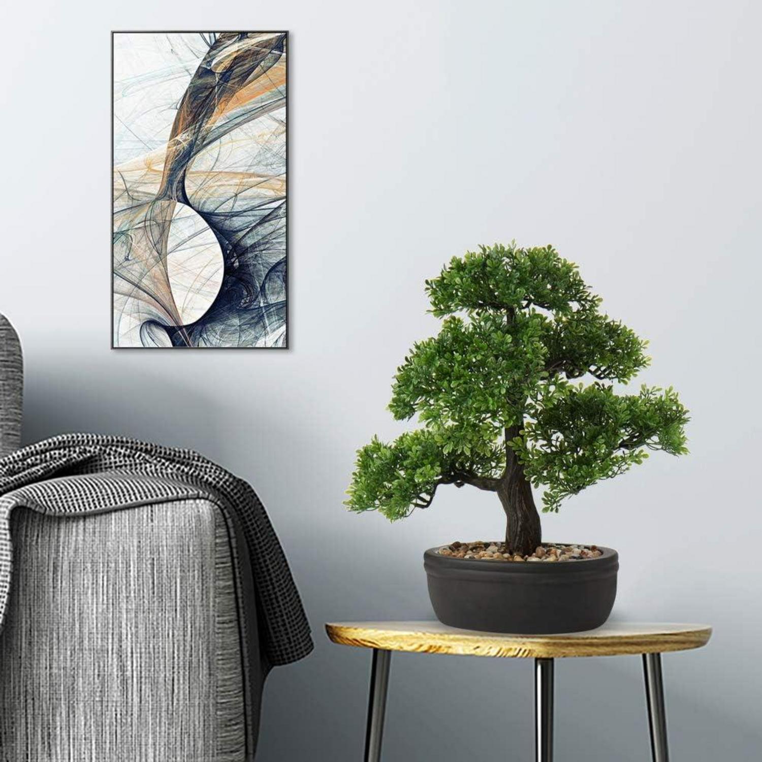 Kunstbonsai Podocarpus Künstliche Pflanze Schwarz Keramik-Übertopf