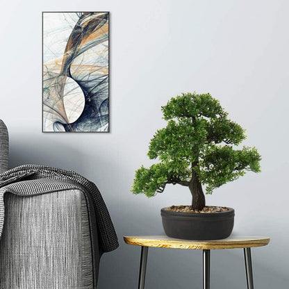 Kunstbonsai Podocarpus Künstliche Pflanze Schwarz Keramik-Übertopf