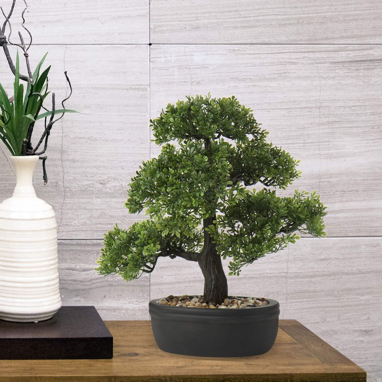 Kunstbonsai Künstliche Pflanze Podocarpus Zeder Kiefer Bonsai Schwarz
