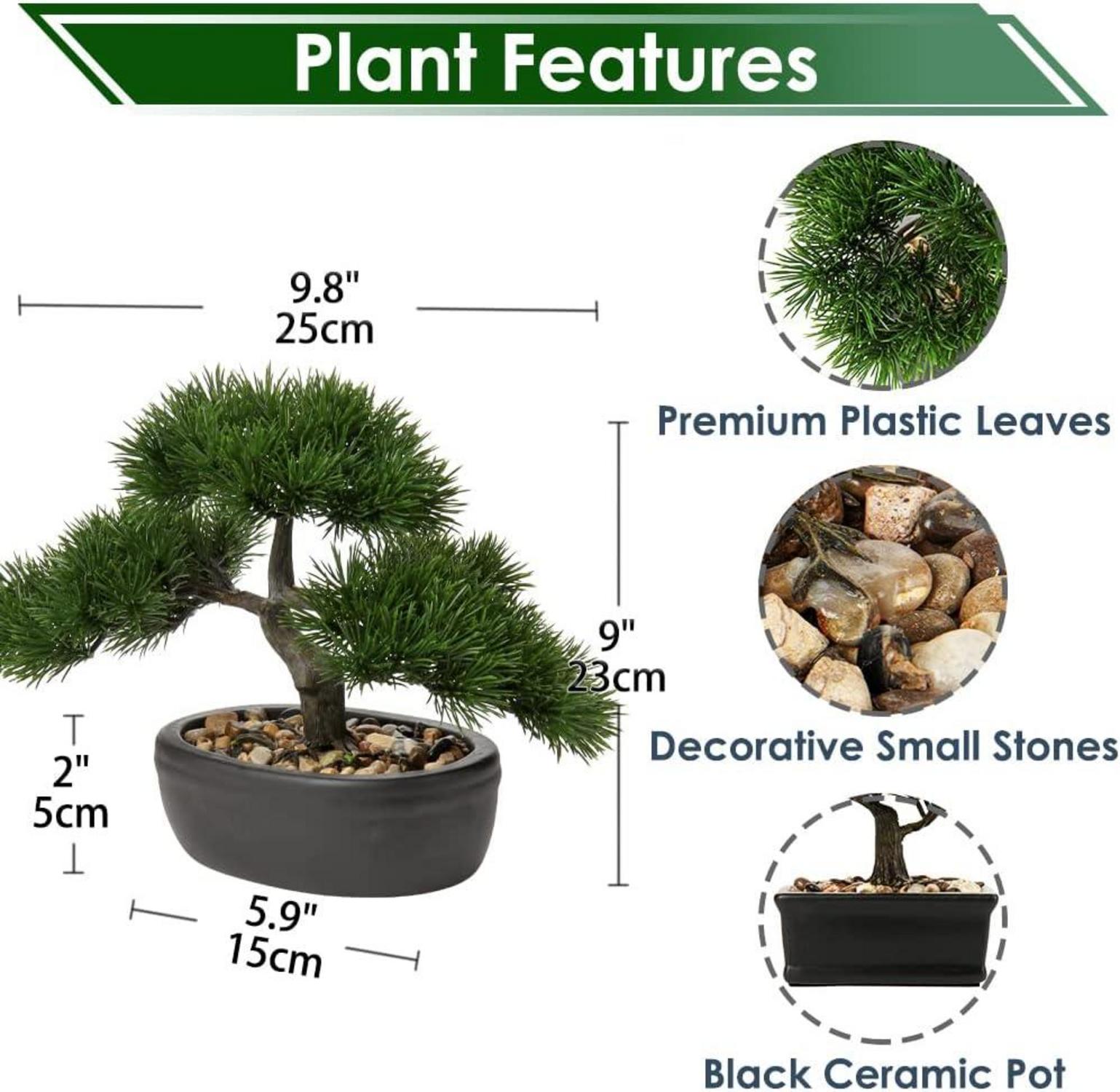 Kunstbonsai Kiefer Zeder Künstliche Pflanze Keramik-Übertopf