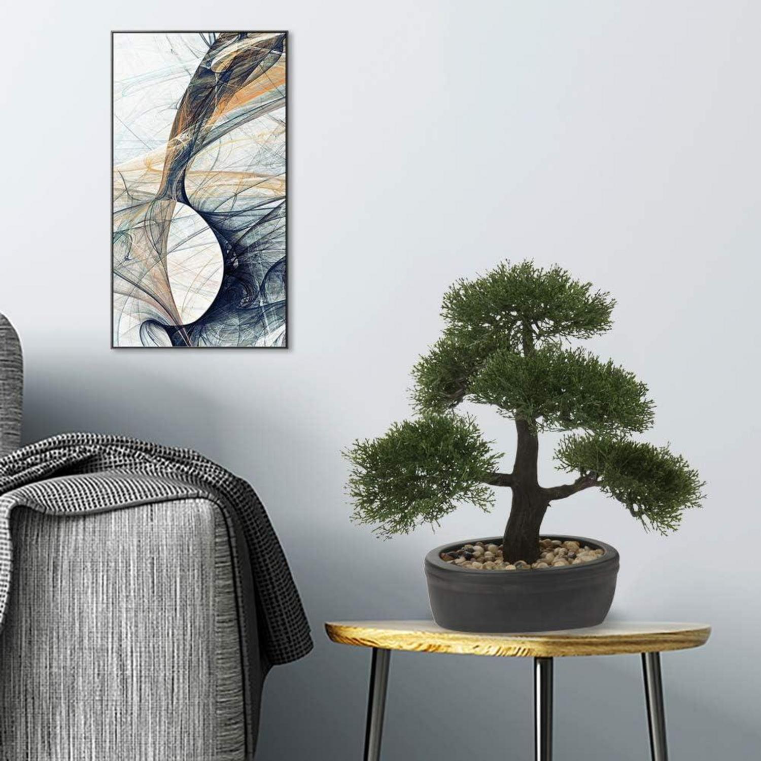 Kunstbonsai Zeder Künstliche Pflanze 30 x 36 cm Schwarz Keramik-Übertopf