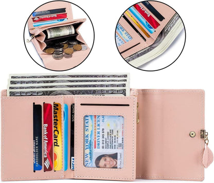 Damen Geldbörse RFID Blockierung PU Leder Blau mit mehreren Fächern