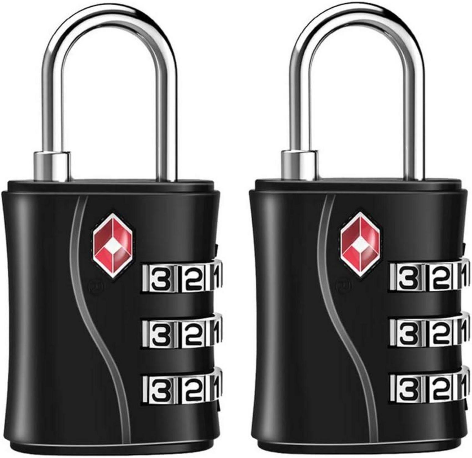 TSA Kofferschlösser 3-stellig Schwarz 2 Stücke
