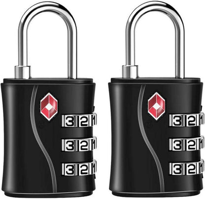 TSA Kofferschlösser 3-stellig Schwarz 2 Stücke