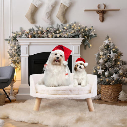 Hundesofa erhöht mit Kissen – Bequemes Katzensofa weiß