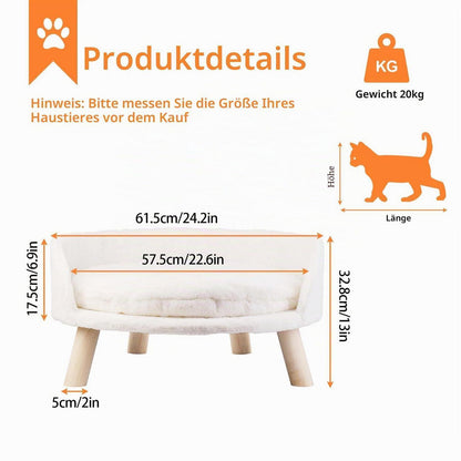 Hundesofa erhöht mit Kissen – Bequemes Katzensofa weiß