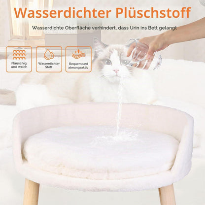 Hundesofa erhöht mit Kissen – Bequemes Katzensofa weiß