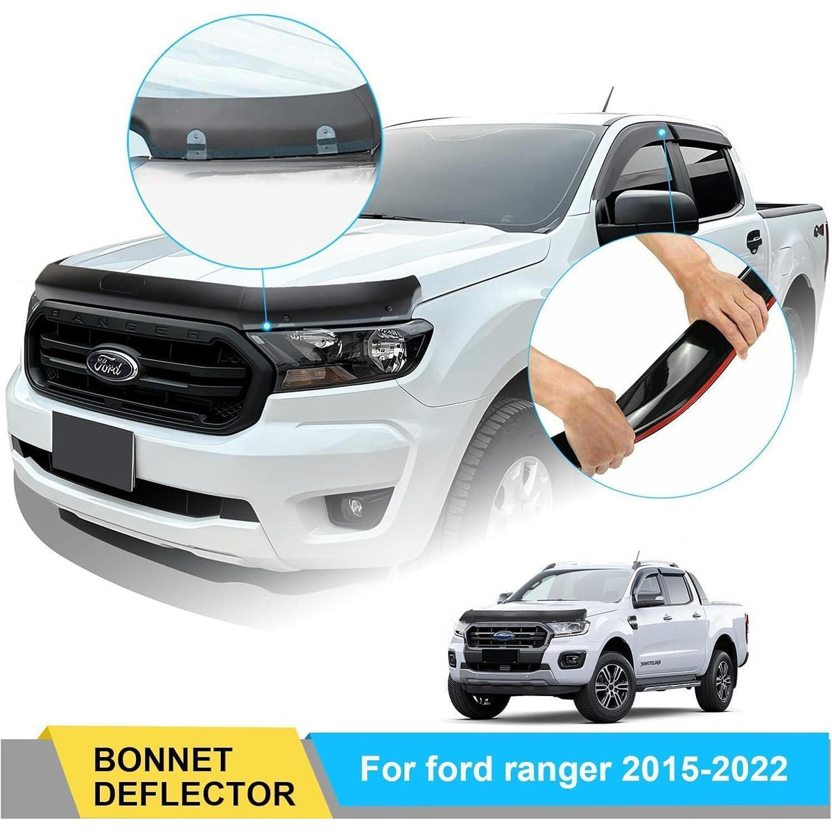 Motorhauben- & Windabweiser Set Ford Ranger T7/T8 (2016-2022)