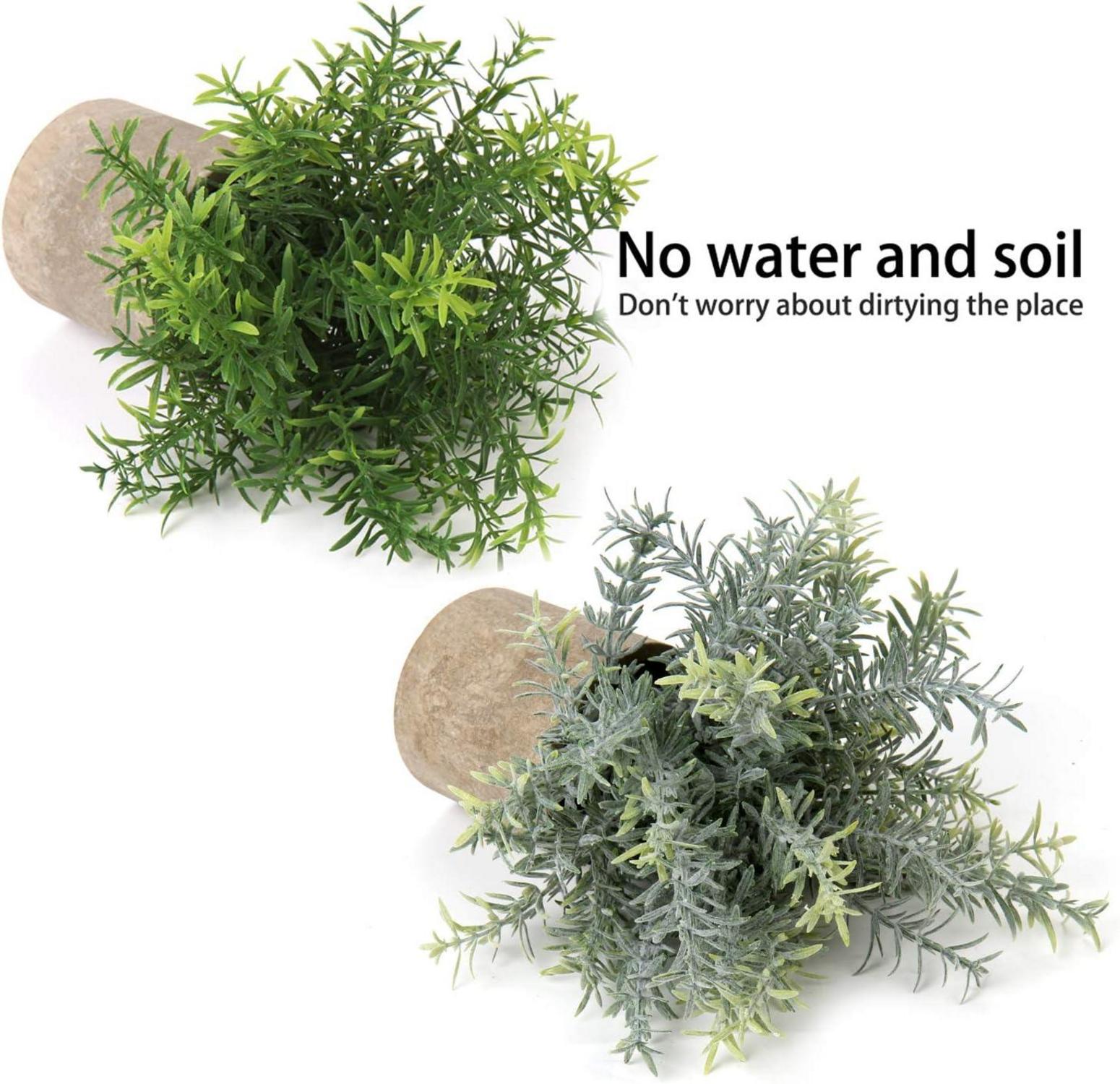 Kunstpflanze Mini Eukalyptus Rosmarin Kräuter Topf Deko 2er Set