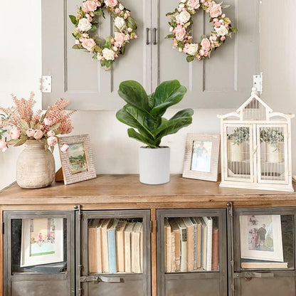 Künstliche Monstera Kunstpflanze im Topf 31 cm - Ficus Lyrata - Dekoration Büro Hausgarten