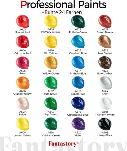 Fantastory Acrylfarben Set 24 Farben 60ml Premium