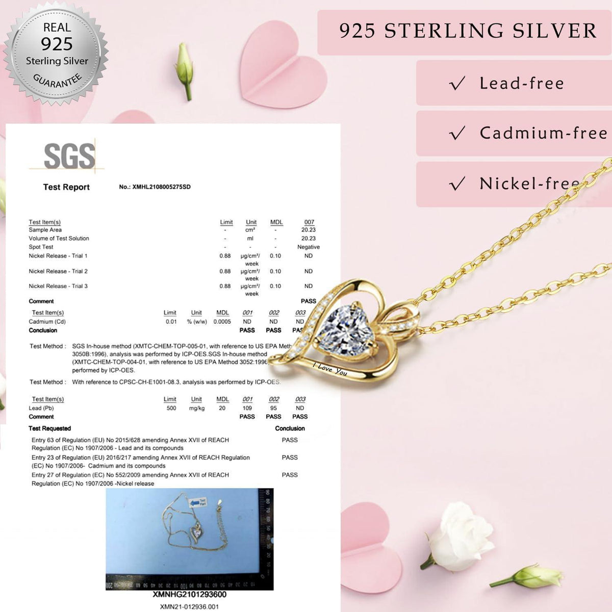 Silber Herz Kette Damen "I Love You" Gravur mit Geburtsstein