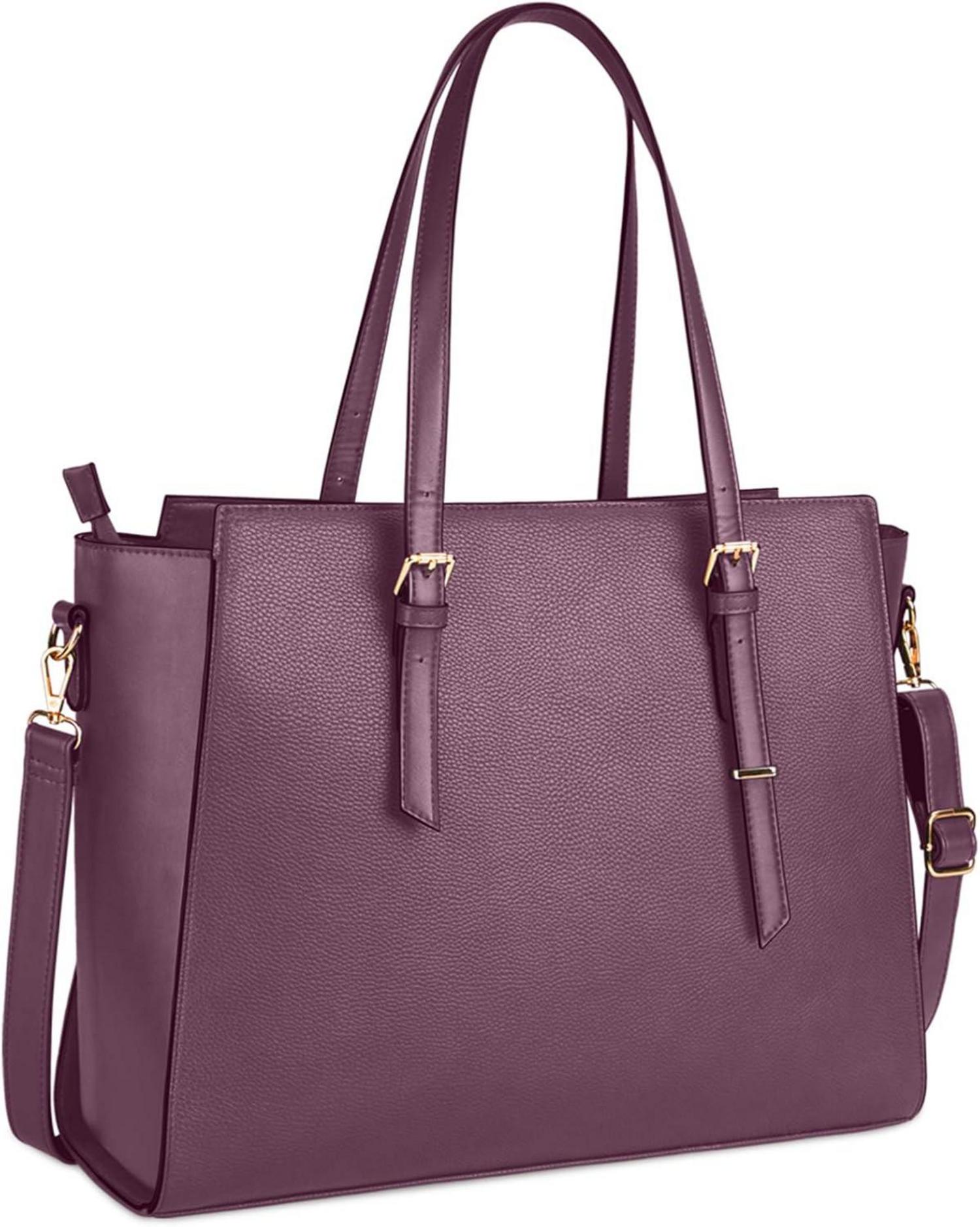 Handtasche Damen Schwarz Groß Leder Laptop Umhängetasche 15.6 Zoll