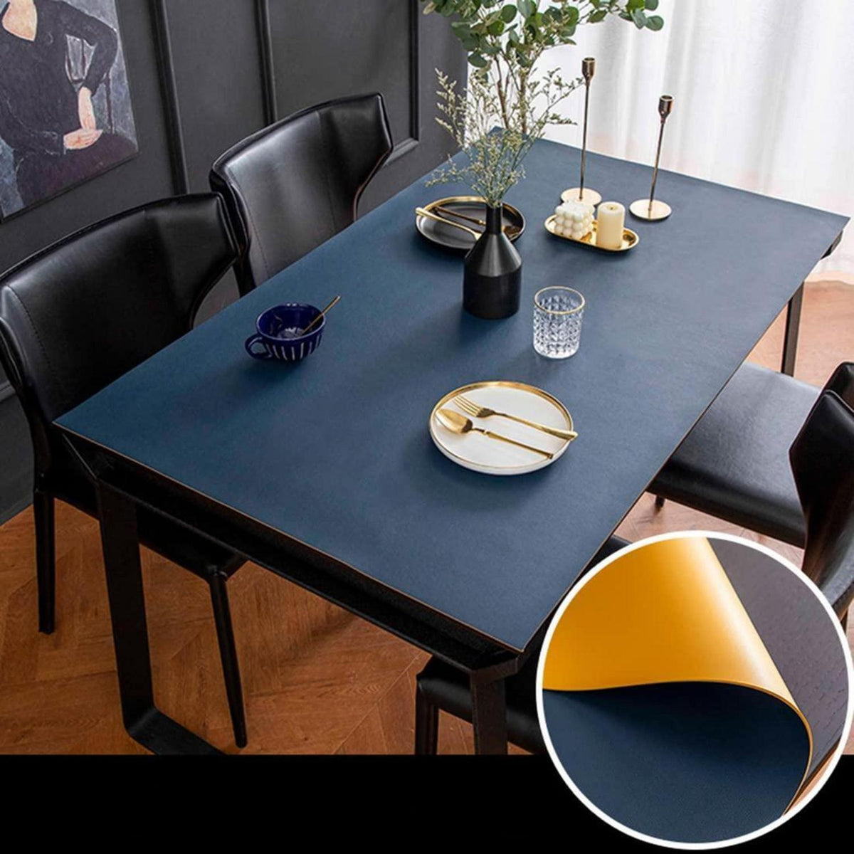 PU Tischdecke Wasserdicht Blau-Orange 90x150 cm