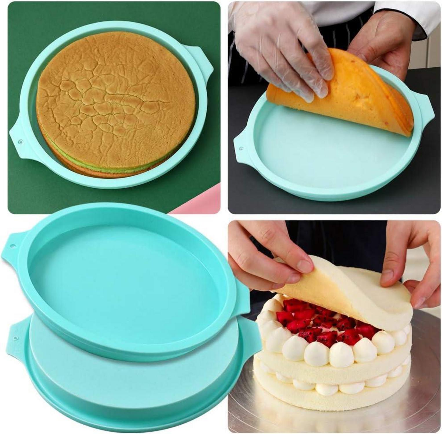 Silikon Runde Kuchenform Set 4 Stück für Seife, Kuchen, Harz - 8 Zoll