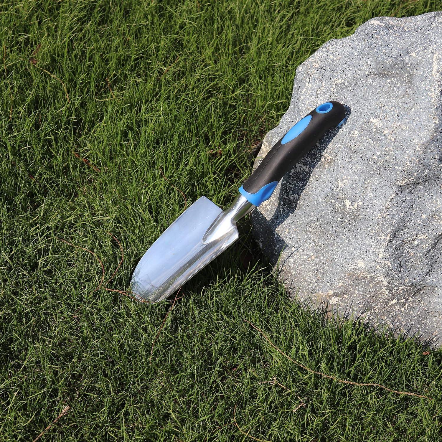 Kleine Aluminium Gartenschaufel ergonomischer Griff Blau